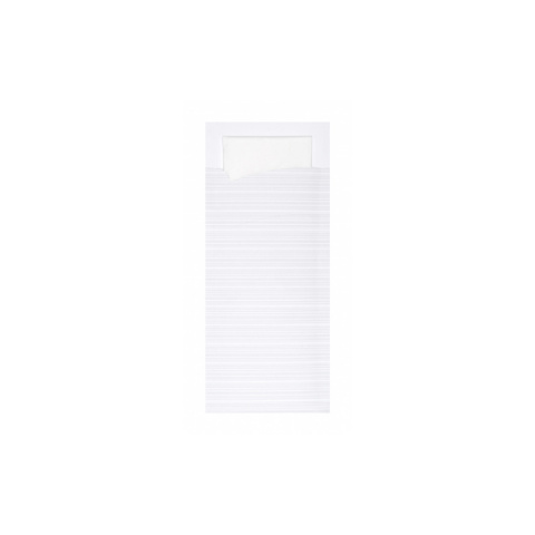 Papierowe długie ETUI na sztućce + serwetka 307mm 96mm 222mm BIAŁE