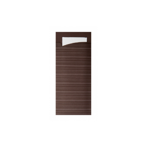 Papierowe długie ETUI na sztućce + serwetka 307mm 96mm 222mm BRĄZ