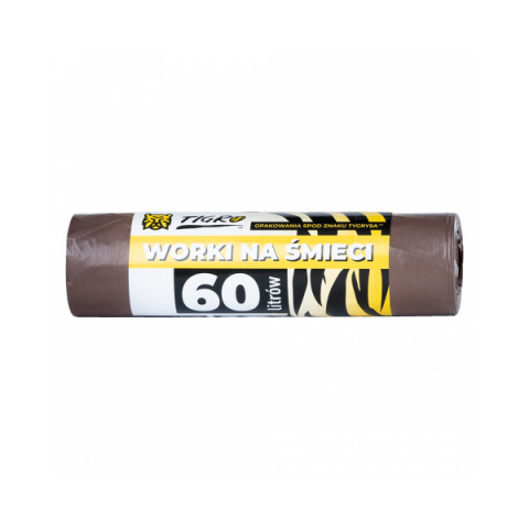 TIGRO WORKI NA ŚMIECI LDPE 60L 60x80 A10 BRĄZOWE PREMIUM